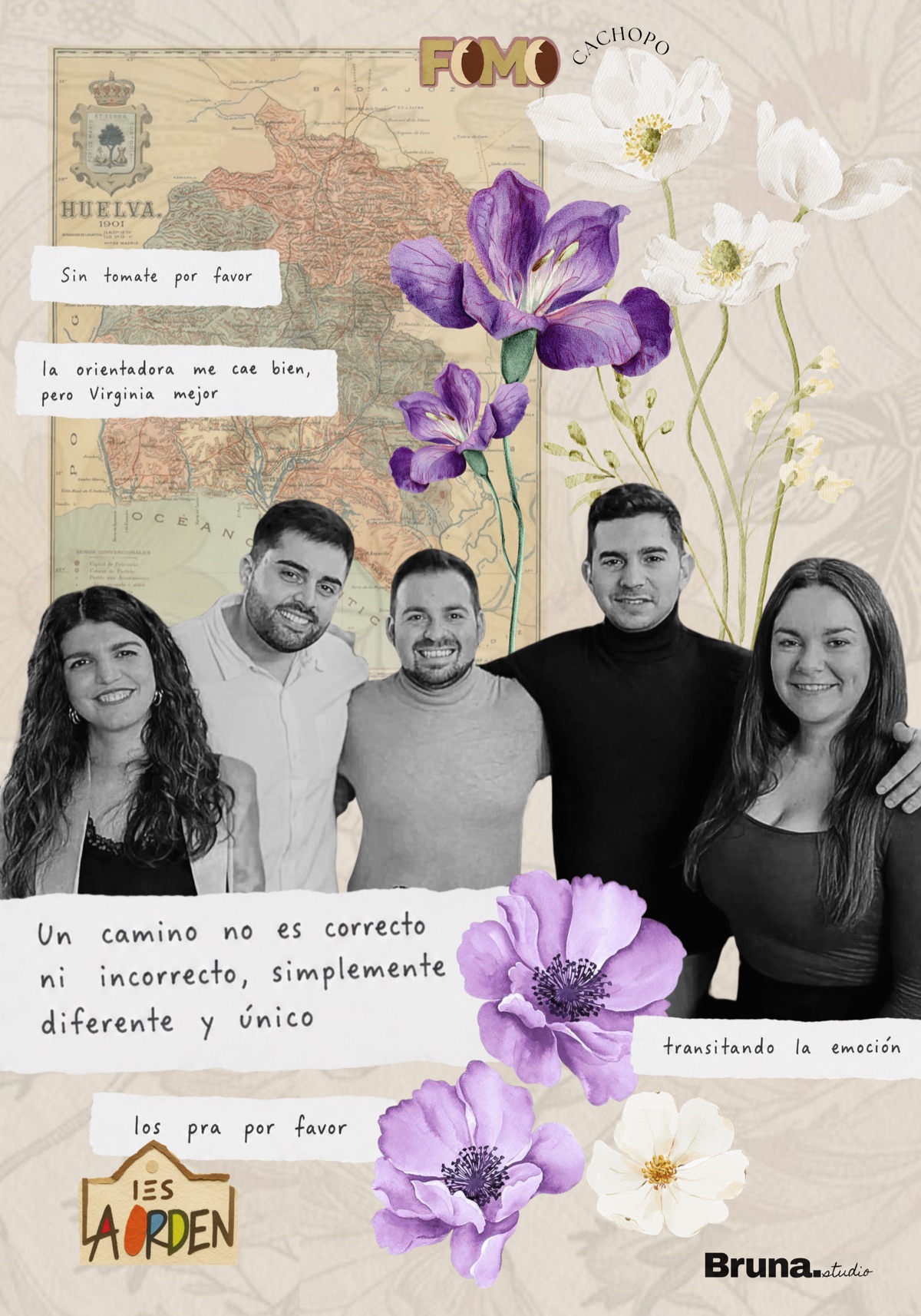 Collage homenaje a un equipo docente con flores y frases — regalo personalizado